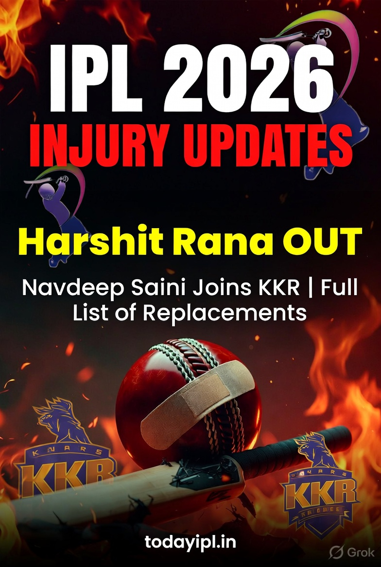 IPL 2026 Injury Updates Harshit Rana Out Navdeep Saini KKR todayipl.in