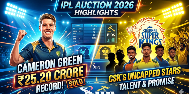 IPL Auction 2026 Highlights Cameron Green ₹25.20 Crore Record, CSK Uncapped Stars