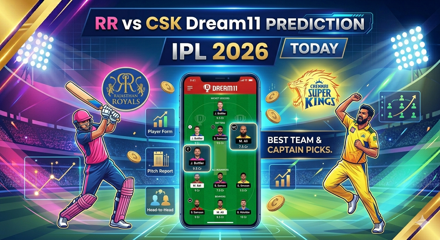 RR vs CSK Dream11 Prediction Today IPL 2026 – Best Team & Captain Picks