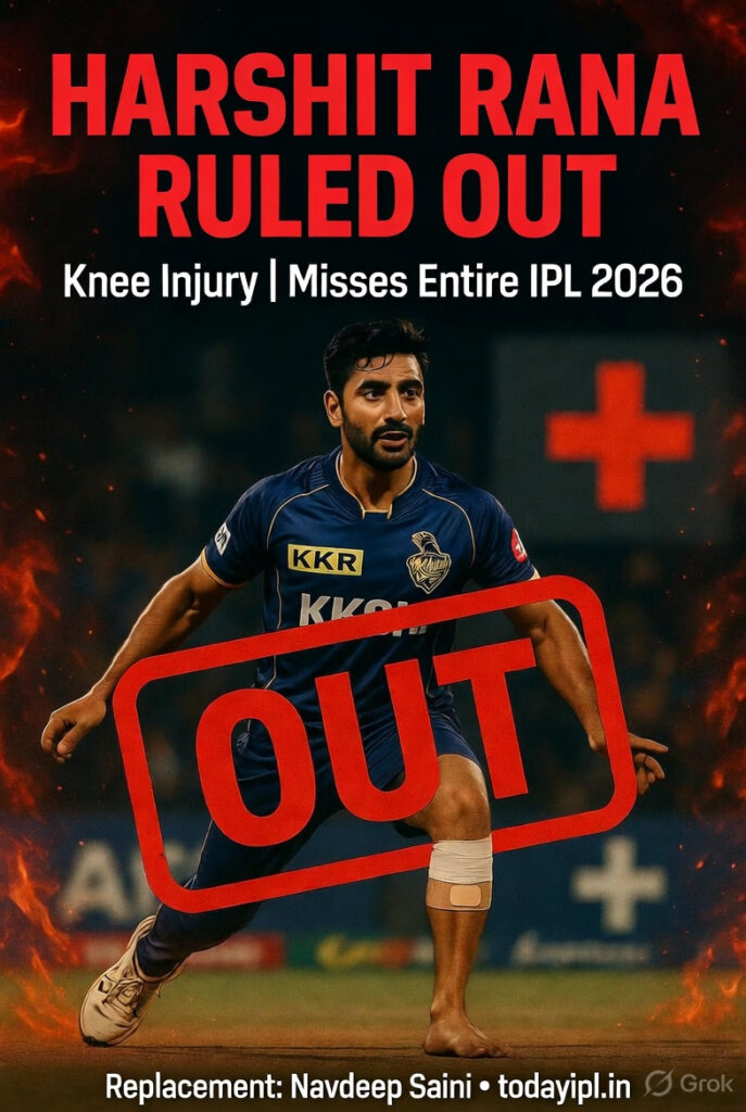 IPL 2026 Injury Updates Harshit Rana Out Navdeep Saini KKR todayipl.in