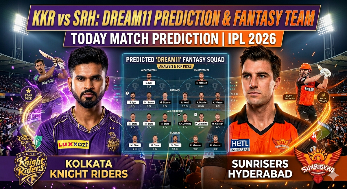 KKR vs SRH Dream11 Prediction IPL 2026 Today Match Fantasy Team